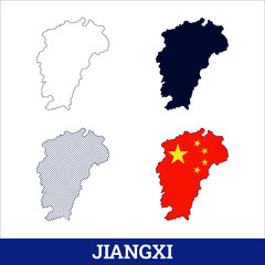 China State Jiangxi Map with flag vector