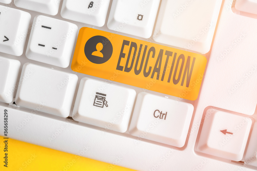 Aufkleber word writing text education. business photo showcasing the process of obtaining or giving systematic