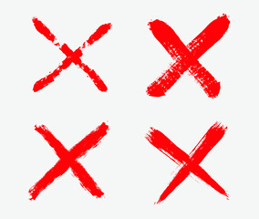 Red cross sign.Grunge x marks.