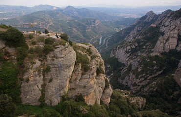 Fototapeta na wymiar Viewpoint at Santa Maria de Montserrat Abbey, Catalonia, Spain, Europe 
