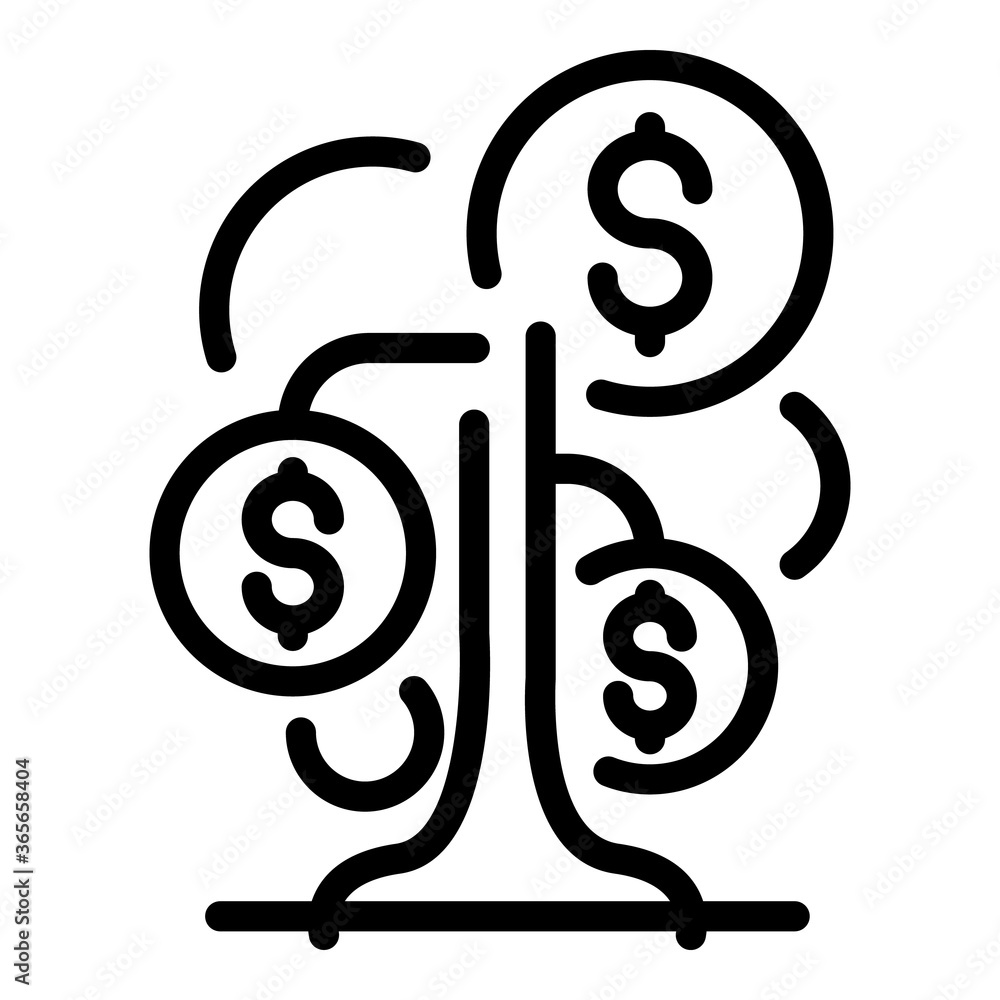 Poster tree credit money icon. outline tree credit money vector icon for web design isolated on white backg