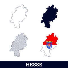 German State Hesse Map with flag vector