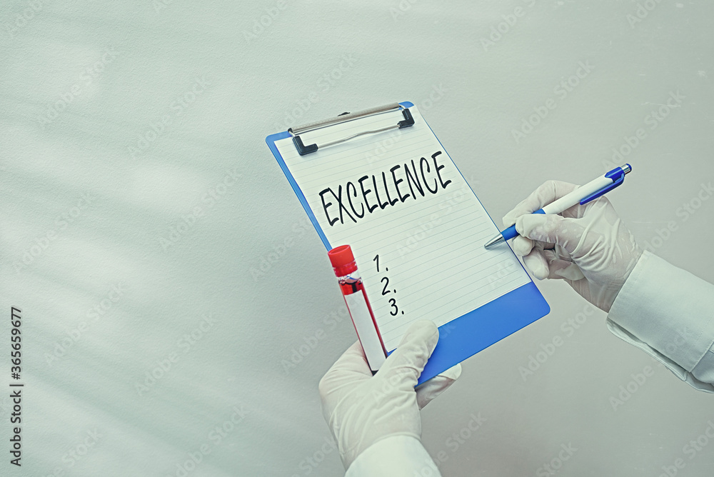 Poster writing note showing excellence. business concept for standard of performance of simply being the be