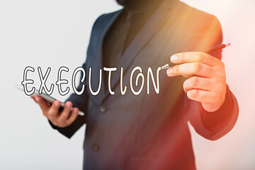 Handwriting text writing Execution. Conceptual photo it executes or imposes a program order or...