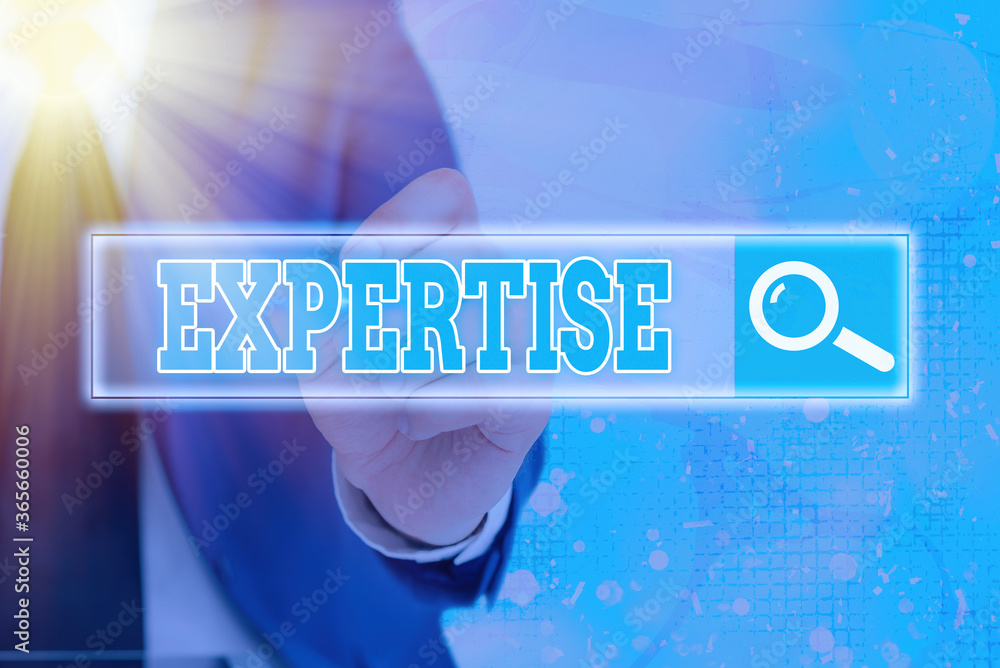 Poster handwriting text writing expertise. conceptual photo specific competences of skills gained through t
