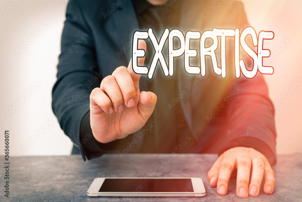 Poster text sign showing expertise. business photo text specific competences of skills gained through train