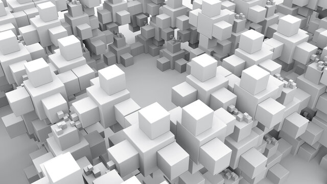 Close-up of a maze of gray 3d cubes © S.Myshkovsky