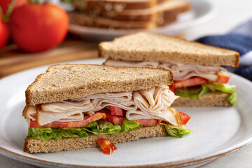 Turkey Sandwich With Tomato and Lettuce