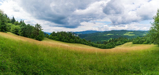 Poland Pieniny Mountains. View of the mountain valley in Pieniny.
