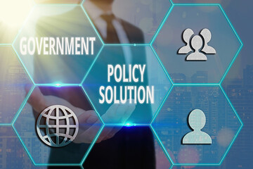 Handwriting text writing Government Policy Solution. Conceptual photo designed game plan created in...