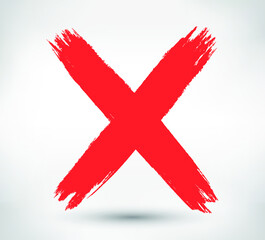 Red grunge cross sign.Grunge x mark.