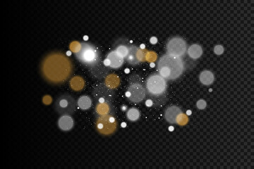 Sparks glitter special light effect. Vector sparkles on transparent background. Christmas abstract pattern. Sparkling magic dust particles