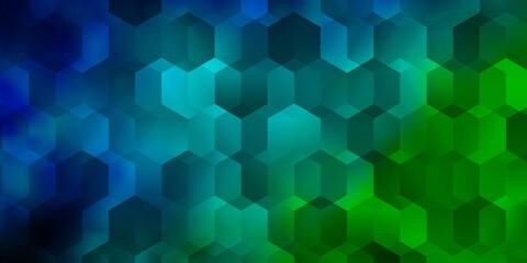 Light Blue, Green vector background with hexagons.