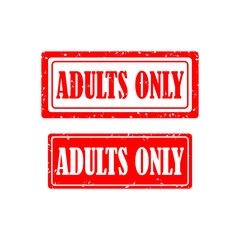 Adults only red rubber stamp set on white background.