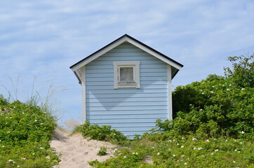 Beach hut on the sea coast for social isolation type holidays, the new normar.