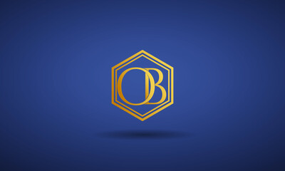 Unique, Modern, Elegant and Hexagonal Geometric Style Typography Alphabet OB letters logo Icon