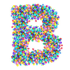 Alphabbet letters from group of multicolor balls. Letter B
