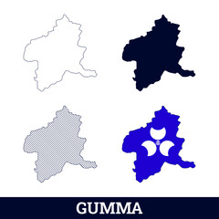 Japan State Gumma Map with flag vector