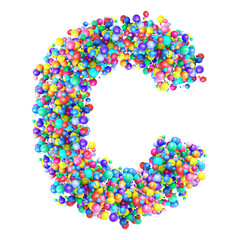 Alphabbet letters from group of multicolor balls. Letter C