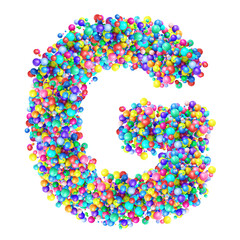 Alphabbet letters from group of multicolor balls. Letter G