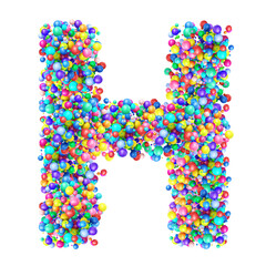 Alphabbet letters from group of multicolor balls. Letter H