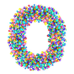 Alphabbet letters from group of multicolor balls. Letter O