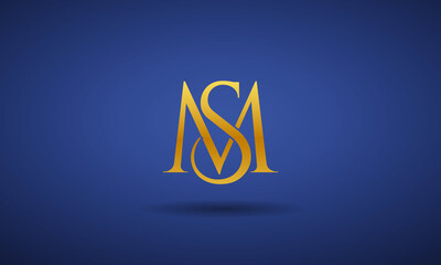 Unique, Modern, Elegant and Geometric Style Typography Alphabet MS, SM letters logo Icon
