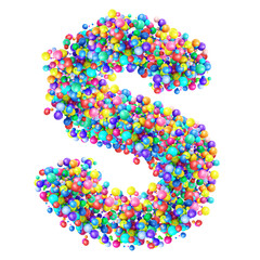 Alphabbet letters from group of multicolor balls. Letter S