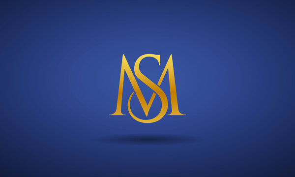 Unique, Modern, Elegant and Geometric Style Typography Alphabet MS, SM letters logo Icon