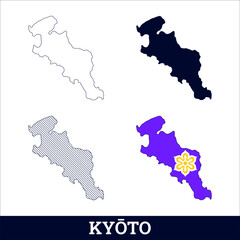 Japan State Kyoto Map with flag vector