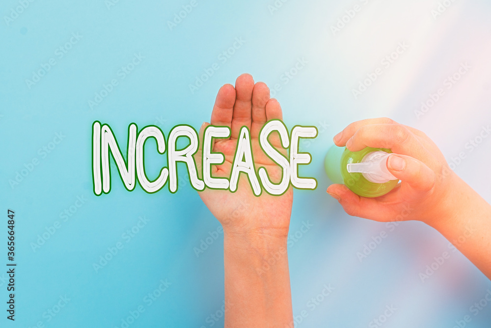 Aufkleber handwriting text increase. conceptual photo the act of getting bigger or better or of making somethi