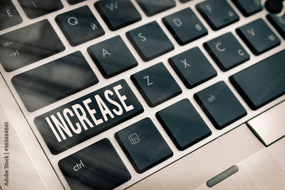 Poster word writing text increase. business photo showcasing the act of getting bigger or better or of maki