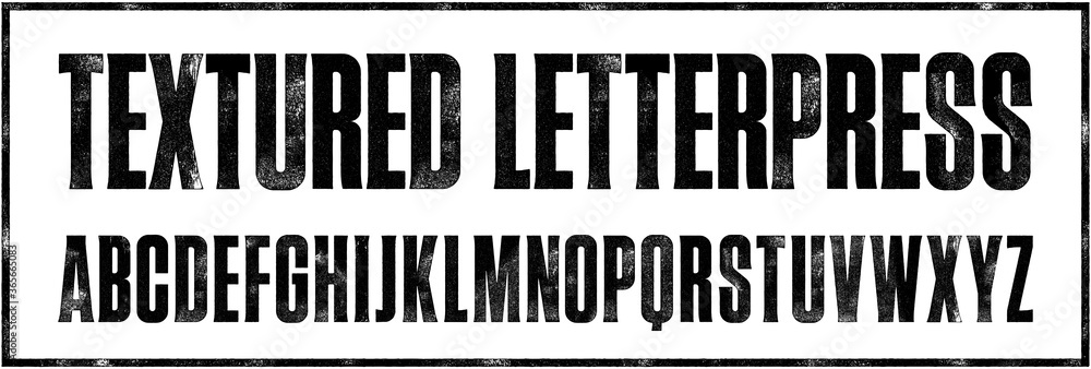Fototapete textured letterpress condensed display font. works well at large sizes. highly detailed individually