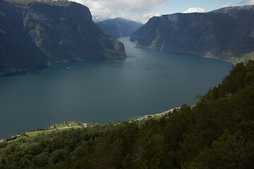 Naklejka na ściany i meble fjord norway at Aurlandsfjord