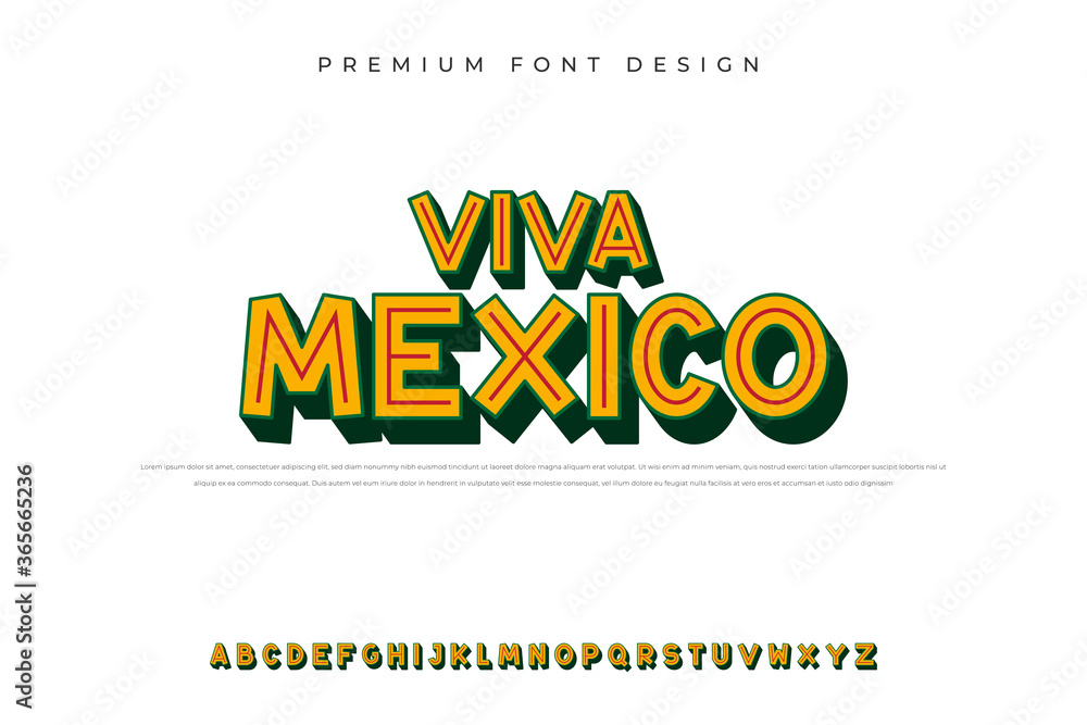 Poster 3d bold alphabet font with cartoon concept and abstract style use for logo and brand