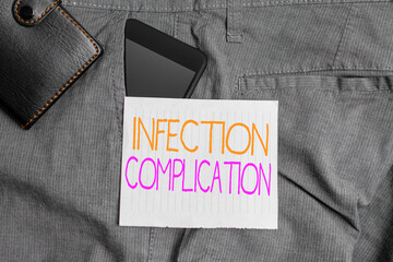 Conceptual hand writing showing Infection Complication. Concept meaning unwanted reaction resulted...