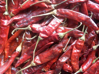 Red color dried Chili peppers