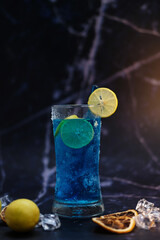 Cool drinks and summer alcoholic cocktail on wood table, space for text