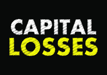 Capital losses writing text on black chalkboard. Vector illustration. 