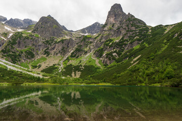 Naklejka na ściany i meble Green mountain lake, Zelene Pleso, High Tatras, Slovakia