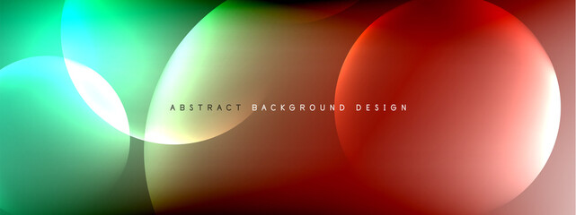 Vector abstract background liquid bubble circles on fluid gradient with shadows and light effects. Shiny design templates for text