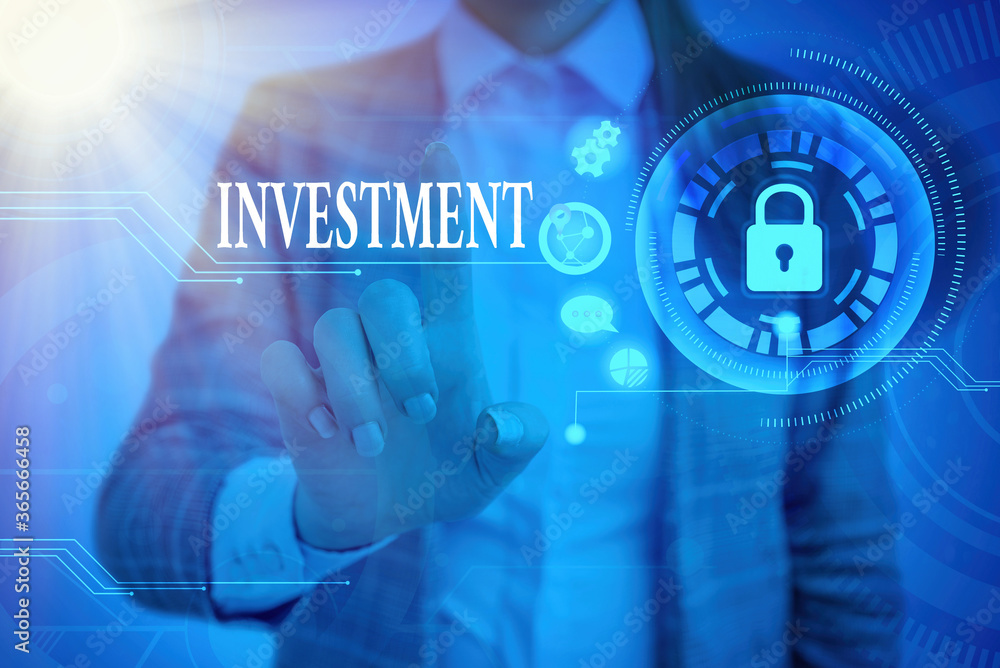 Poster word writing text investment. business photo showcasing buying commodities which are used in the fut