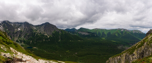 Naklejka na ściany i meble Slovakia mountain landscape. High Tatras, Europe, Belianske Tatry.
