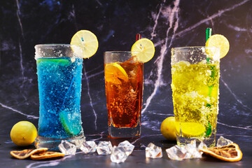 cocktail with ice and lime