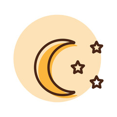 Moon and star vector icon. Camping sign