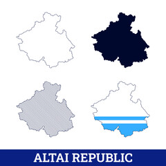 Obraz premium Russian State Altai Republic Map with flag vector