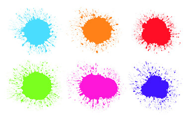 Set of colorful ink splashes.Paint splatters.