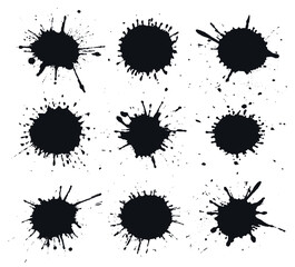 Set of black ink blots
