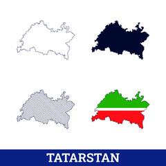Fototapeta premium Russian State Tatarstan Map with flag vector