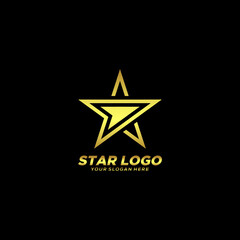 Gold Star Logo Vector in elegant Style with Black Background